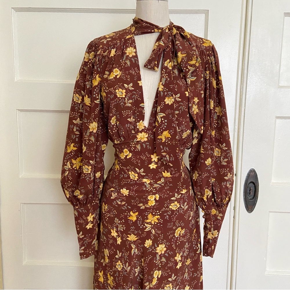 $498 Dôen Blossom Dress Cherrywood Winding Vine Floral - Picture 3 of 12